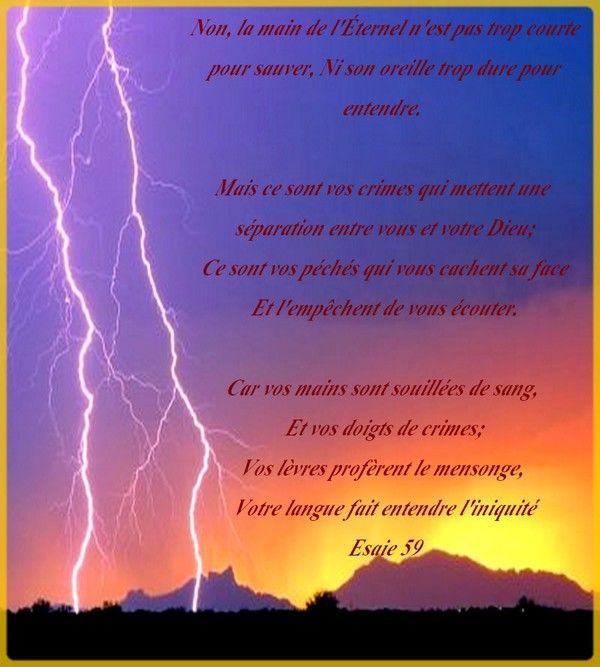 NON LA MAIN DE L'ETERNEL N'EST PAS TROP COURTE POUR SAUVER